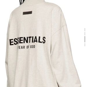 Essentials FEAR OF GOD white/oat milk cotton long sleeve tshirt swearter